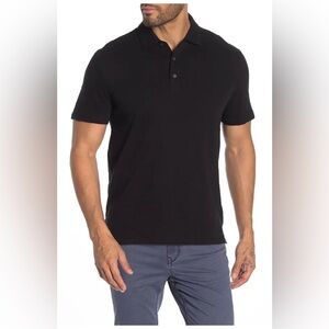Vince Men's Short Sleeve Polo Shirt Black 100% Cotton XL